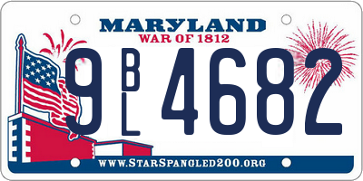 MD license plate 9BL4682