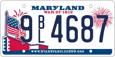 MD license plate 9BL4687