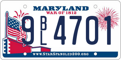 MD license plate 9BL4701