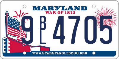 MD license plate 9BL4705