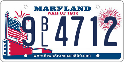 MD license plate 9BL4712