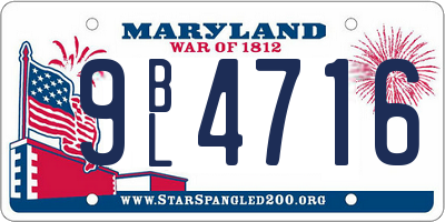 MD license plate 9BL4716