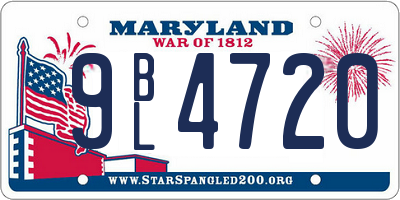 MD license plate 9BL4720