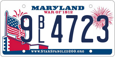 MD license plate 9BL4723