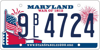 MD license plate 9BL4724