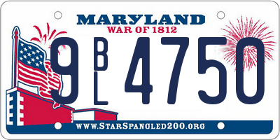 MD license plate 9BL4750