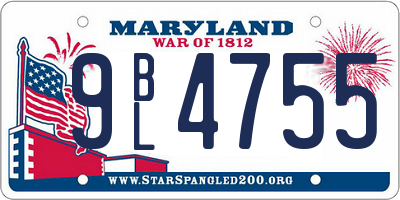 MD license plate 9BL4755