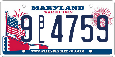 MD license plate 9BL4759