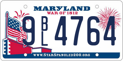MD license plate 9BL4764