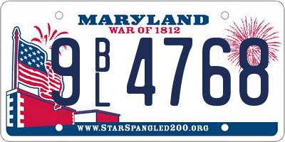 MD license plate 9BL4768