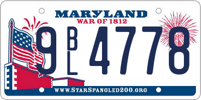 MD license plate 9BL4778