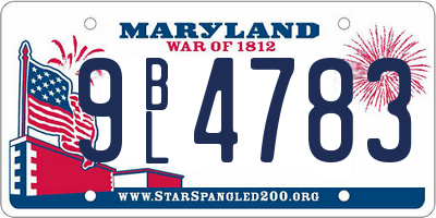 MD license plate 9BL4783