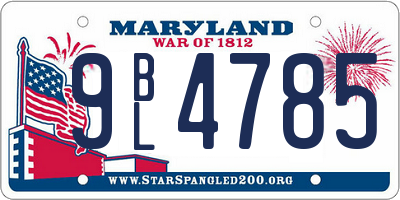 MD license plate 9BL4785