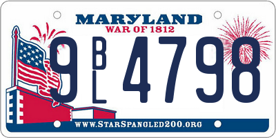 MD license plate 9BL4798