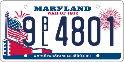 MD license plate 9BL4801