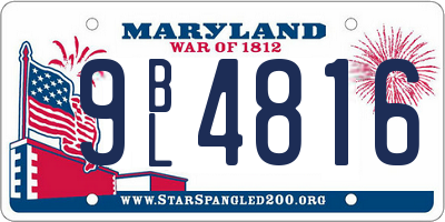 MD license plate 9BL4816