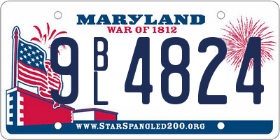 MD license plate 9BL4824