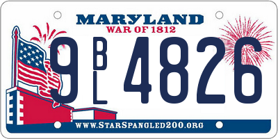 MD license plate 9BL4826