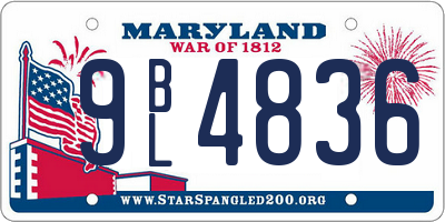 MD license plate 9BL4836