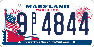 MD license plate 9BL4844