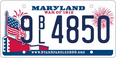 MD license plate 9BL4850