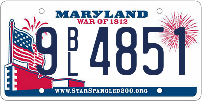 MD license plate 9BL4851