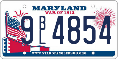 MD license plate 9BL4854