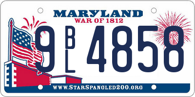 MD license plate 9BL4858