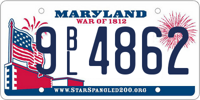 MD license plate 9BL4862
