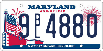 MD license plate 9BL4880