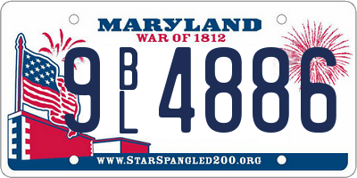 MD license plate 9BL4886