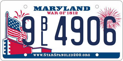 MD license plate 9BL4906