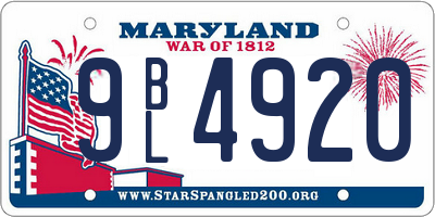 MD license plate 9BL4920