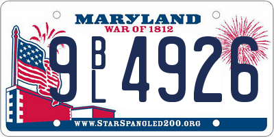 MD license plate 9BL4926