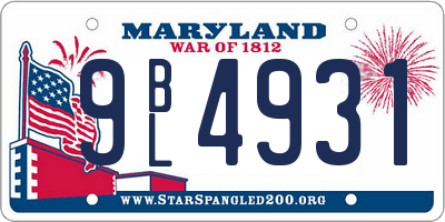 MD license plate 9BL4931