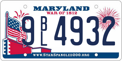 MD license plate 9BL4932