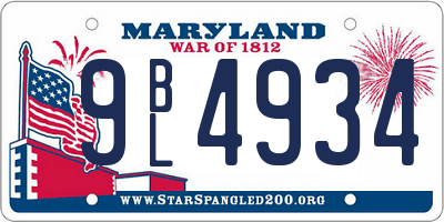 MD license plate 9BL4934