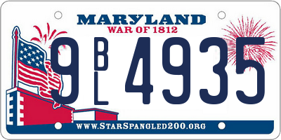 MD license plate 9BL4935