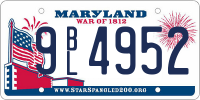 MD license plate 9BL4952