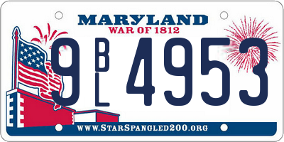 MD license plate 9BL4953