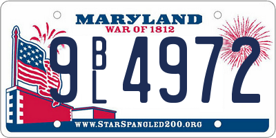 MD license plate 9BL4972
