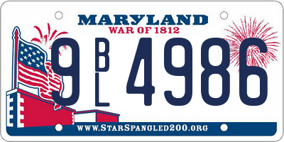 MD license plate 9BL4986