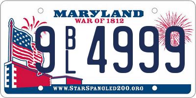 MD license plate 9BL4999
