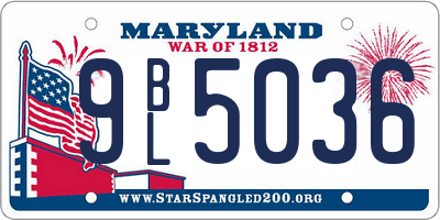 MD license plate 9BL5036