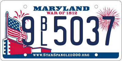 MD license plate 9BL5037