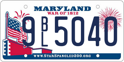 MD license plate 9BL5040