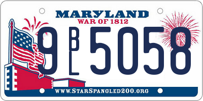 MD license plate 9BL5058