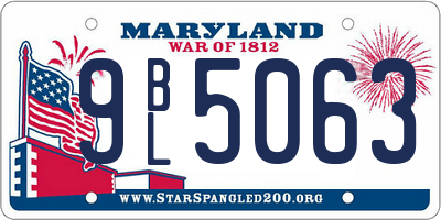 MD license plate 9BL5063