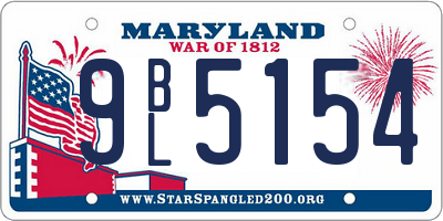 MD license plate 9BL5154