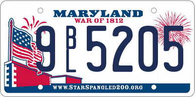 MD license plate 9BL5205